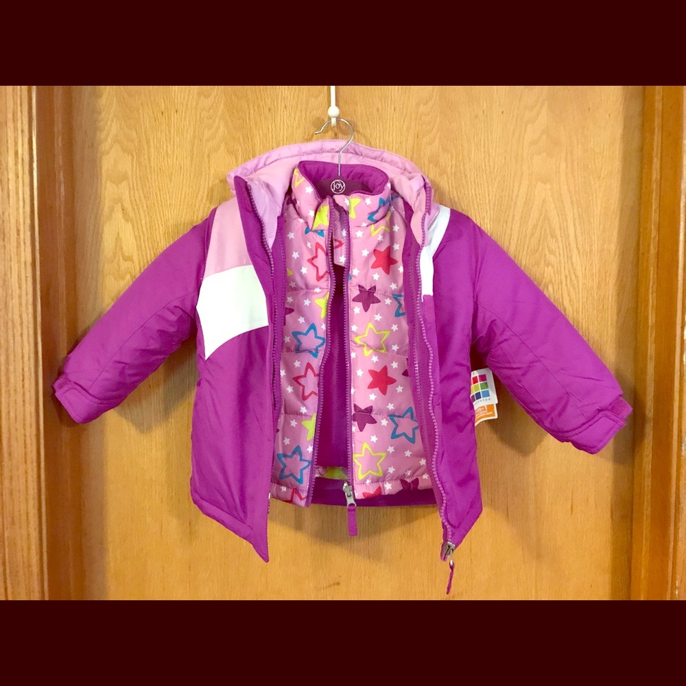 Purple 3-in-1 hooded winter jacket